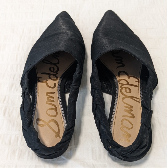 Pointed toe, black Sam Edelman satin loafers/mules in EUC - Picture 4 of 8
